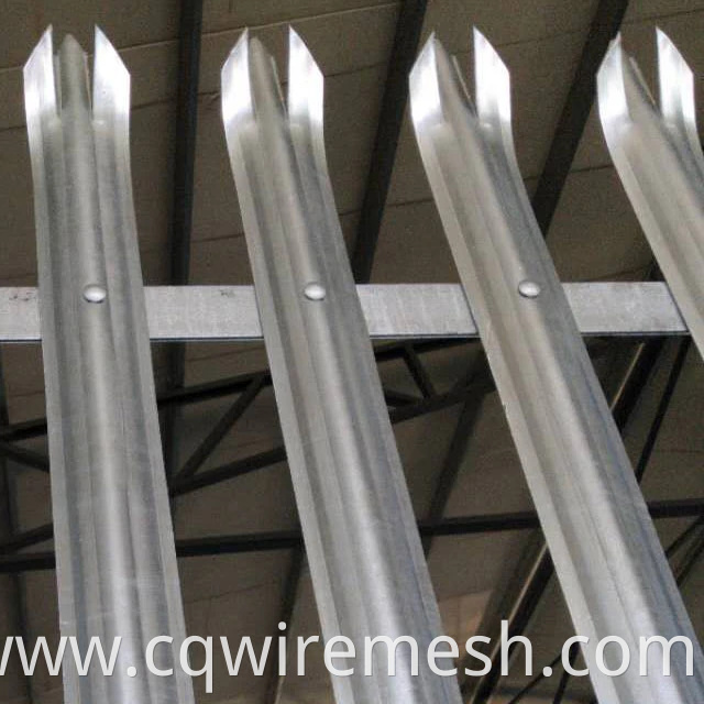 High Security W Pale Triple Pointed Hot Dipped Galvanized Steel Palisade Fencing